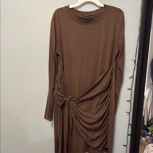 Brown Dress with Knot Detail